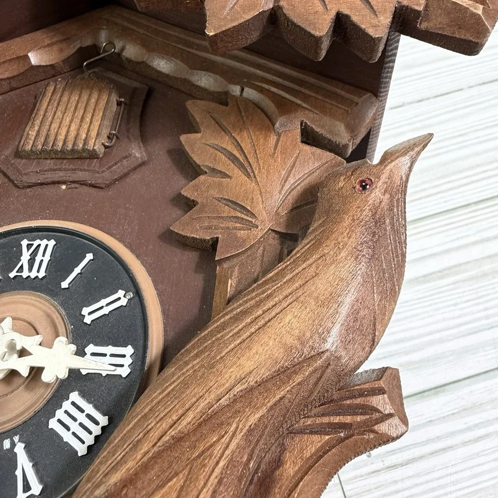 Vintage Black Forest Wood Cuckoo Clock Birds Mfg Co. West Germany For Parts